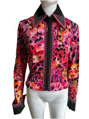 Diane Olsen Western Show Jacket 7/8 Pink Rhinestone Showmanship Rail Shirt Top